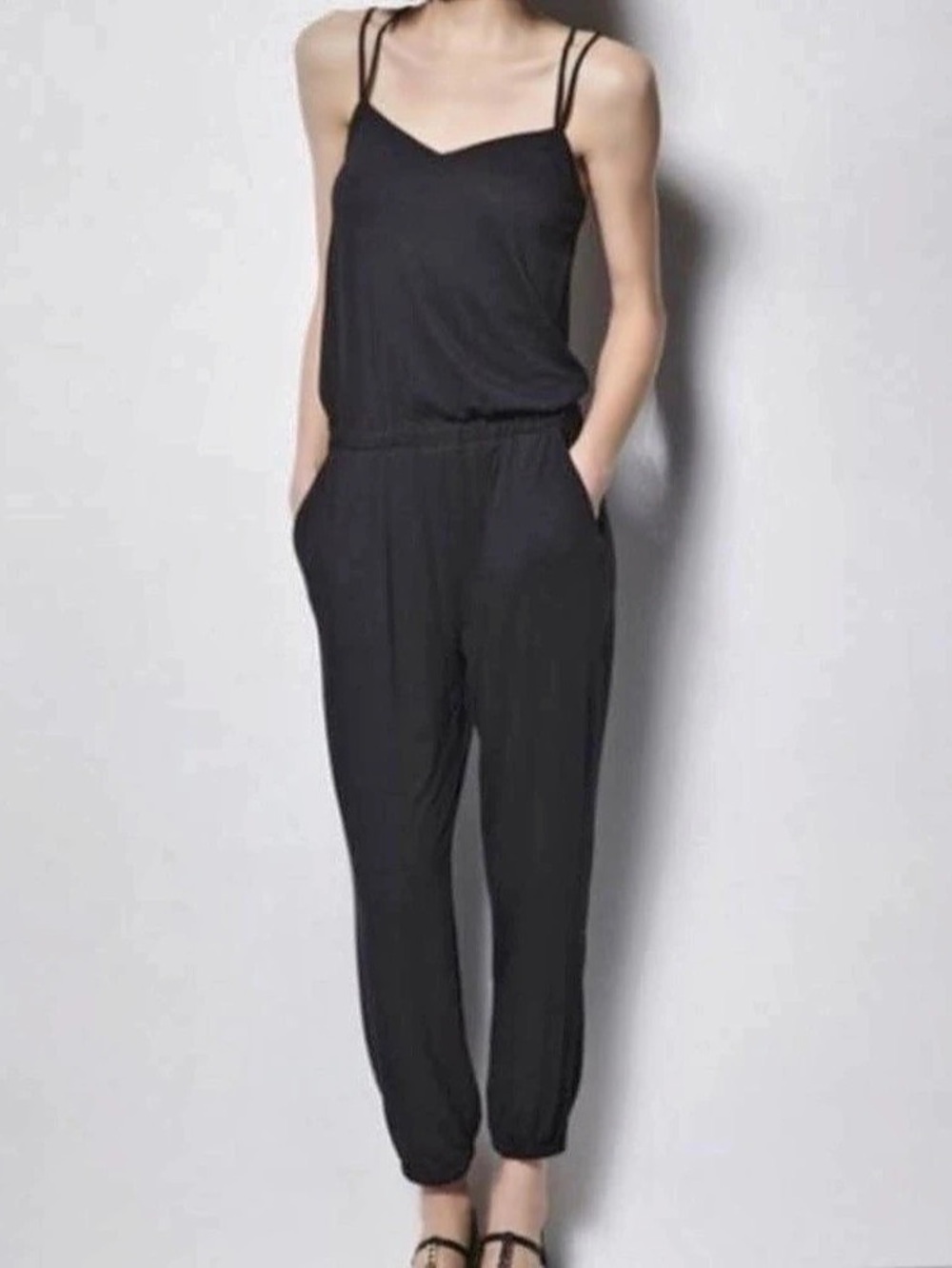 Milly Black Strappy Stretchy Jumpsuit Size XXS